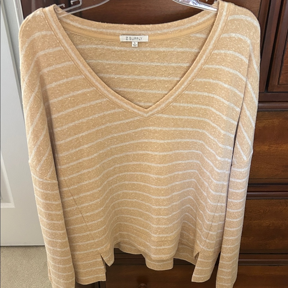 Z Supply Women's Cream Striped Sweatshirt